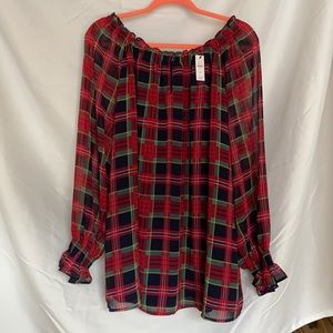 Talbots Plaid Blouse NWT